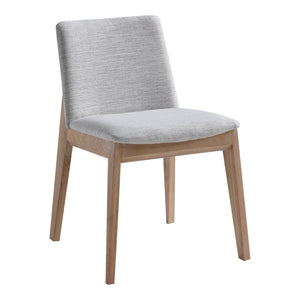 English Elm Dining Chairs Set of 2 Solid White Oak Frame Mid-century Upholstered Curved Seat Grey - B B2769P516500