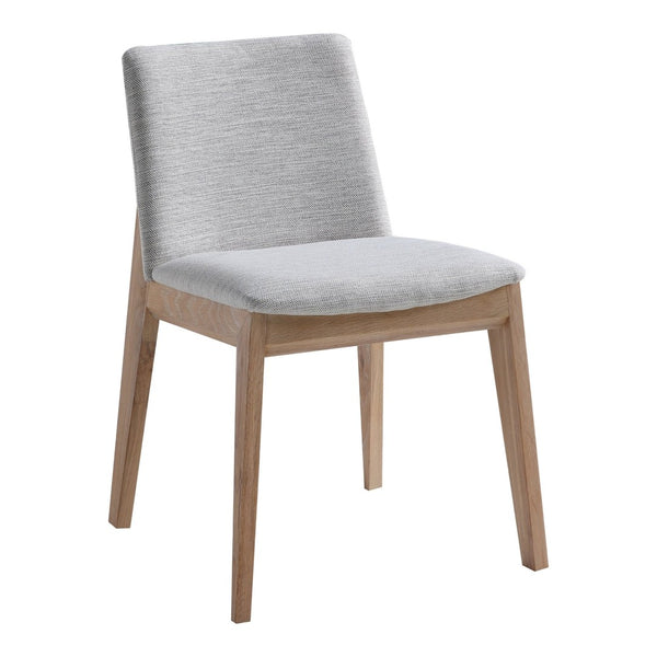 English Elm Dining Chairs Set of 2 Solid White Oak Frame Mid-century Upholstered Curved Seat Grey - B B2769P516500