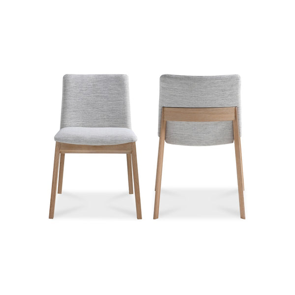 English Elm Dining Chairs Set of 2 Solid White Oak Frame Mid-century Upholstered Curved Seat Grey - B B2769P516500