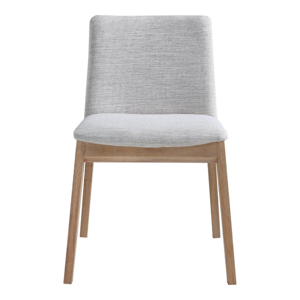 English Elm Dining Chairs Set of 2 Solid White Oak Frame Mid-century Upholstered Curved Seat Grey - B B2769P516500