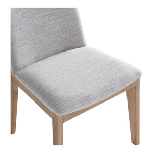 English Elm Dining Chairs Set of 2 Solid White Oak Frame Mid-century Upholstered Curved Seat Grey - B B2769P516500