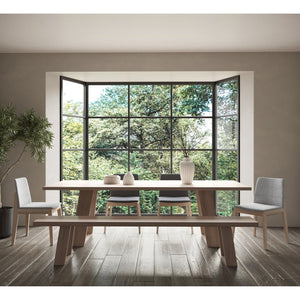 English Elm Dining Chairs Set of 2 Solid White Oak Frame Mid-century Upholstered Curved Seat Grey - B B2769P516500