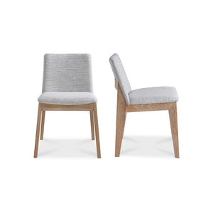 English Elm Dining Chairs Set of 2 Solid White Oak Frame Mid-century Upholstered Curved Seat Grey - B B2769P516500