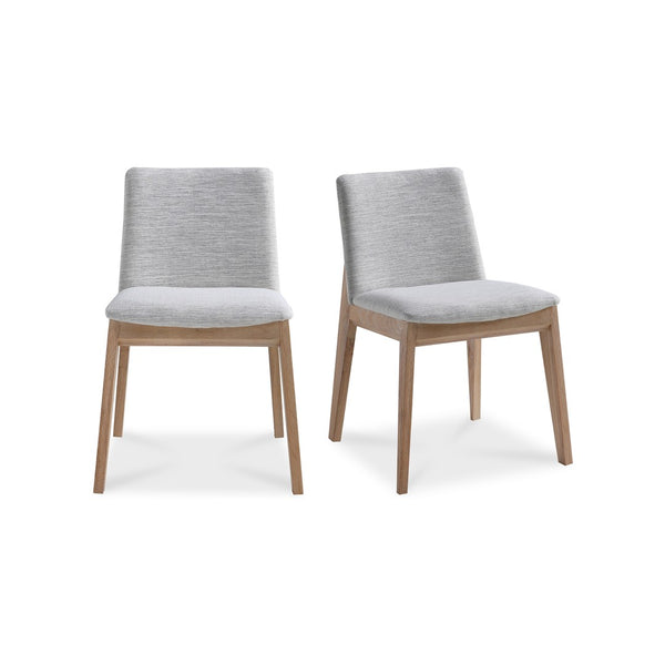 English Elm Dining Chairs Set of 2 Solid White Oak Frame Mid-century Upholstered Curved Seat Grey - B B2769P516500