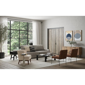 English Elm Sideboard Solid Mango Wood Hand Carved Relief Doors with Tapered Legs for Dining Rooms B2769P516506