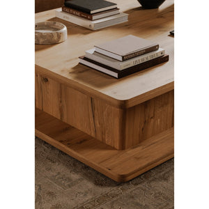 English Elm Coffee Table Solid Oak Grain Rectangular Low Profile Natural Finish Living Room Anchor B2769P516513