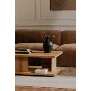 English Elm Coffee Table Solid Oak Grain Open Shelf Rustic Transitional Living Room Statement Piece B2769P516514