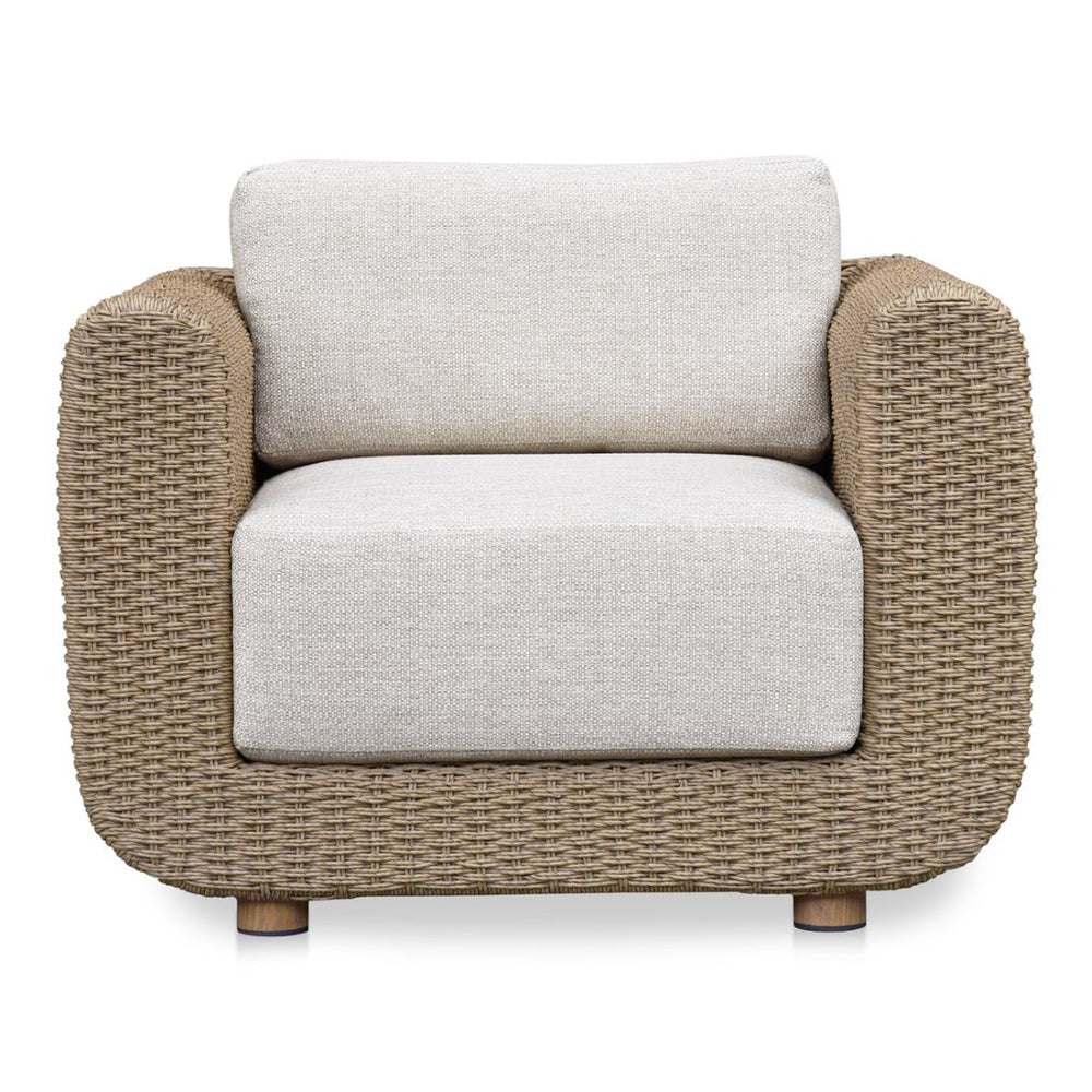 English Elm Outdoor Wicker Accent Chair with Uv Resistant Cushions and Aluminum Frame for Patio B2769P516519