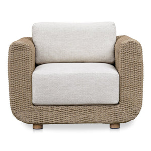 English Elm Outdoor Wicker Accent Chair with Uv Resistant Cushions and Aluminum Frame for Patio B2769P516519