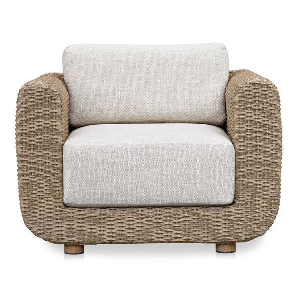 English Elm Outdoor Wicker Accent Chair with Uv Resistant Cushions and Aluminum Frame for Patio B2769P516519