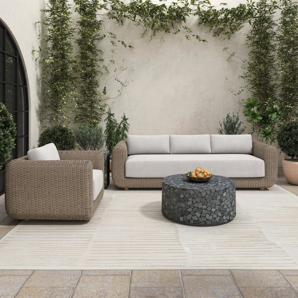 English Elm Outdoor Wicker Accent Chair with Uv Resistant Cushions and Aluminum Frame for Patio B2769P516519