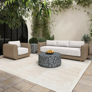 English Elm Outdoor Wicker Accent Chair with Uv Resistant Cushions and Aluminum Frame for Patio B2769P516519
