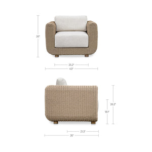 English Elm Outdoor Wicker Accent Chair with Uv Resistant Cushions and Aluminum Frame for Patio B2769P516519