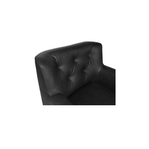 English Elm Accent Swivel Club Chair Top Grain Leather Button Tufted High Back Rubberwood Base B2769P516521