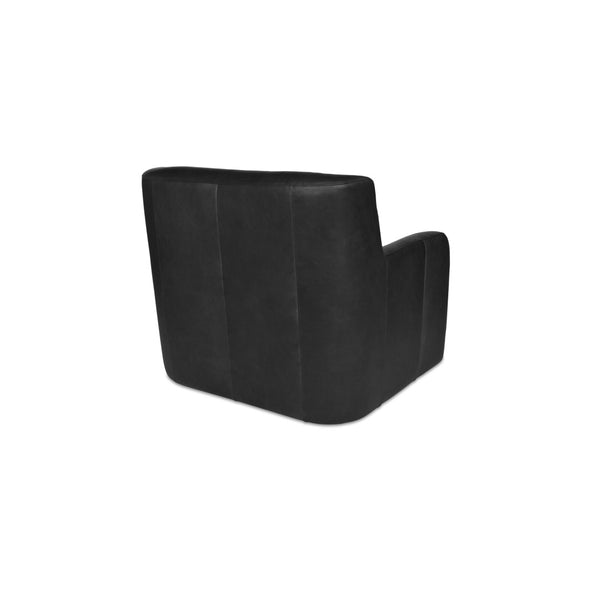 English Elm Accent Swivel Club Chair Top Grain Leather Button Tufted High Back Rubberwood Base B2769P516521