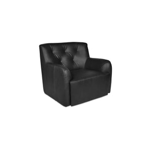English Elm Accent Swivel Club Chair Top Grain Leather Button Tufted High Back Rubberwood Base B2769P516521