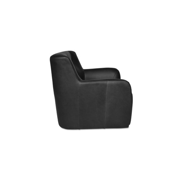 English Elm Accent Swivel Club Chair Top Grain Leather Button Tufted High Back Rubberwood Base B2769P516521