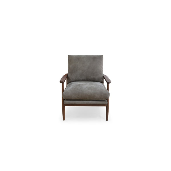 English Elm Occasional Leather Accent Chair Solid Walnut Frame Mid-century Sculptural Lounge Seat B2769P516523