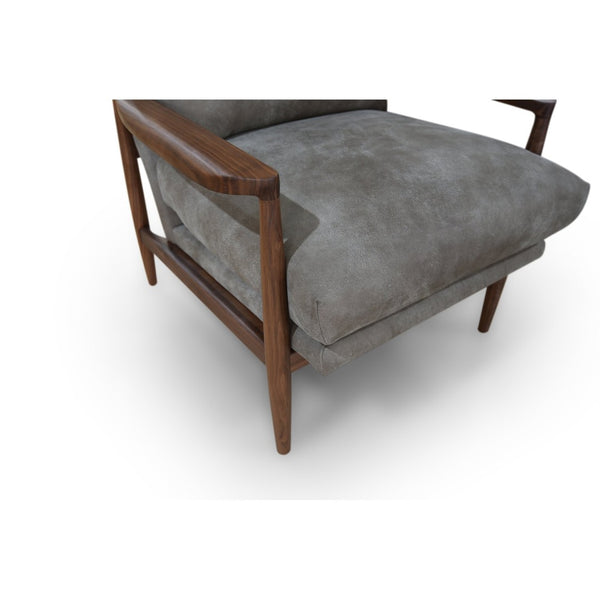 English Elm Occasional Leather Accent Chair Solid Walnut Frame Mid-century Sculptural Lounge Seat B2769P516523