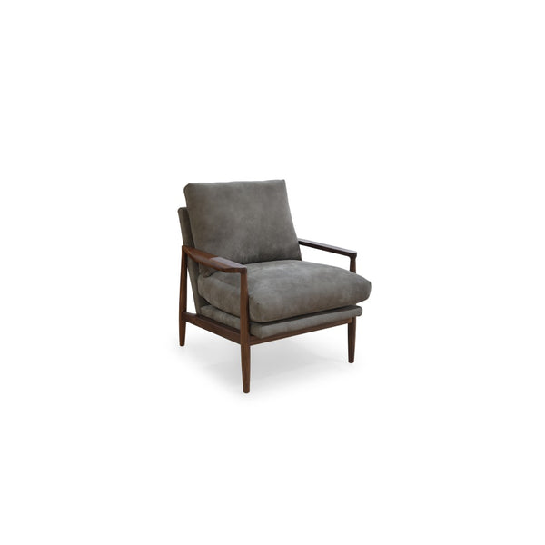 English Elm Occasional Leather Accent Chair Solid Walnut Frame Mid-century Sculptural Lounge Seat B2769P516523