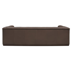 English Elm Sofa, Three Seat Top Grain Leather Tufted Back Matte Brown Mid Century Living Room B2769P516524