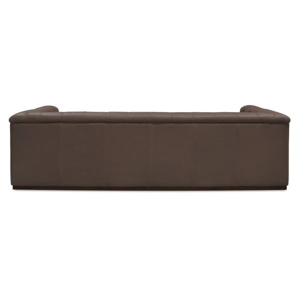 English Elm Sofa, Three Seat Top Grain Leather Tufted Back Matte Brown Mid Century Living Room B2769P516524