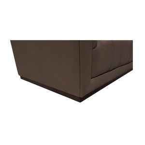 English Elm Sofa, Three Seat Top Grain Leather Tufted Back Matte Brown Mid Century Living Room B2769P516524