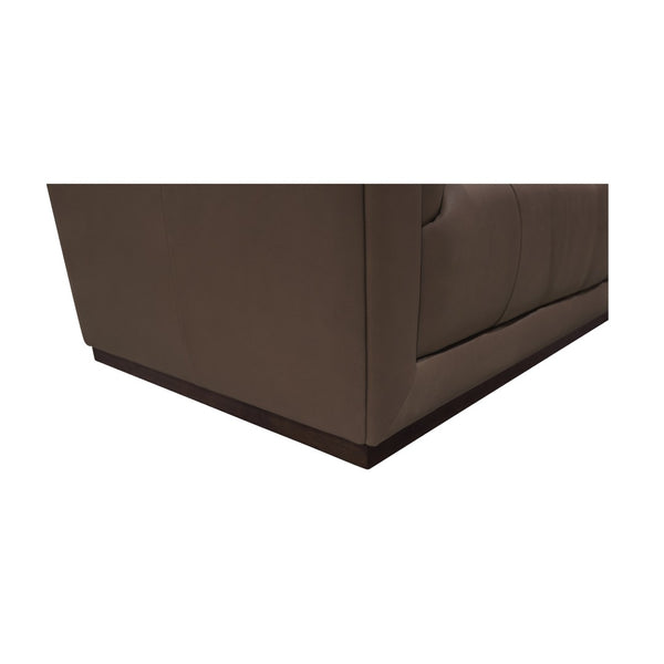 English Elm Sofa, Three Seat Top Grain Leather Tufted Back Matte Brown Mid Century Living Room B2769P516524