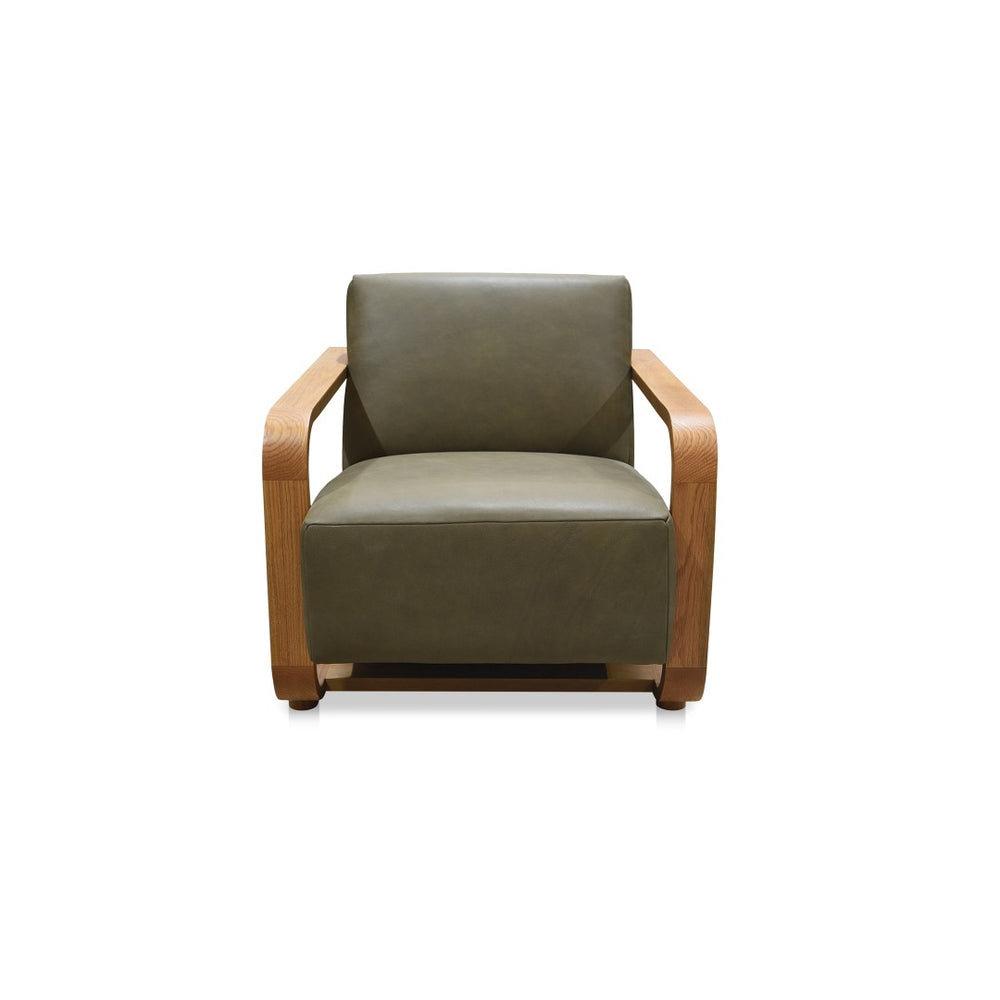 English Elm Occasional Lounge Chair Solid Oak Frame Top Grain Leather Wide Seat Living Room B2769P516525