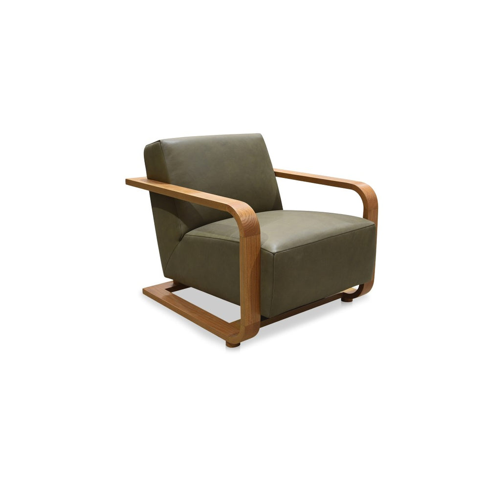English Elm Occasional Lounge Chair Solid Oak Frame Top Grain Leather Wide Seat Living Room B2769P516525