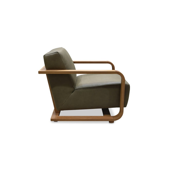 English Elm Occasional Lounge Chair Solid Oak Frame Top Grain Leather Wide Seat Living Room B2769P516525