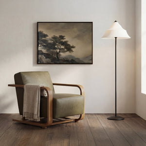 English Elm Occasional Lounge Chair Solid Oak Frame Top Grain Leather Wide Seat Living Room B2769P516525