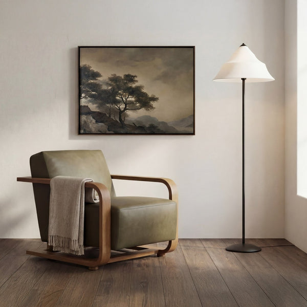 English Elm Occasional Lounge Chair Solid Oak Frame Top Grain Leather Wide Seat Living Room B2769P516525