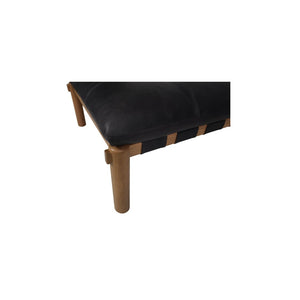 English Elm Ottoman, Solid Oak Legs Top Grain Leather Tufted Square Living Room Focal Piece Black B2769P516526