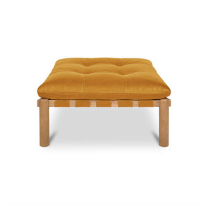 English Elm Ottoman, Solid Oak Legs Top Grain Leather Tufted Square Living Room Focal Piece Tan B2769P516527
