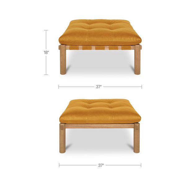 English Elm Ottoman, Solid Oak Legs Top Grain Leather Tufted Square Living Room Focal Piece Tan B2769P516527