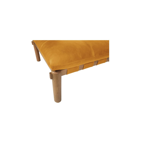 English Elm Ottoman, Solid Oak Legs Top Grain Leather Tufted Square Living Room Focal Piece Tan B2769P516527