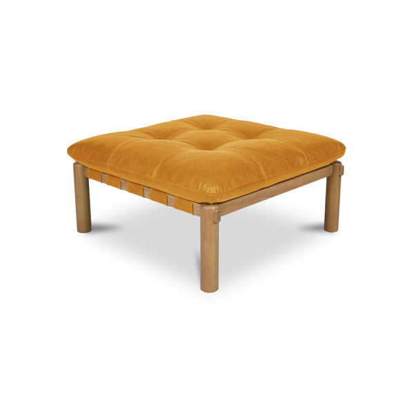 English Elm Ottoman, Solid Oak Legs Top Grain Leather Tufted Square Living Room Focal Piece Tan B2769P516527