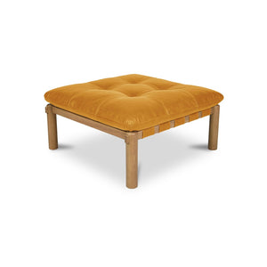 English Elm Ottoman, Solid Oak Legs Top Grain Leather Tufted Square Living Room Focal Piece Tan B2769P516527