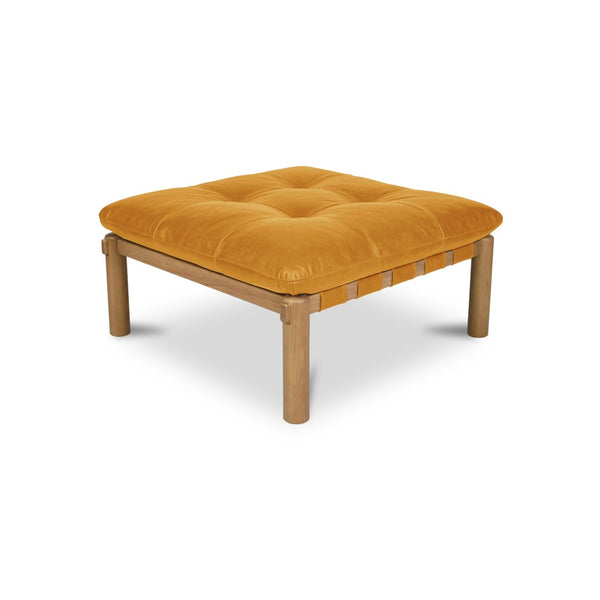 English Elm Ottoman, Solid Oak Legs Top Grain Leather Tufted Square Living Room Focal Piece Tan B2769P516527