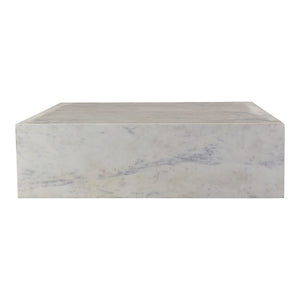 English Elm Coffee Table Square White Marble Top Low Profile Living Room Centerpiece B2769P516528