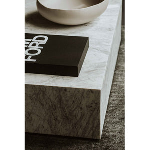 English Elm Coffee Table Square White Marble Top Low Profile Living Room Centerpiece B2769P516528