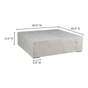 English Elm Coffee Table Square White Marble Top Low Profile Living Room Centerpiece B2769P516528