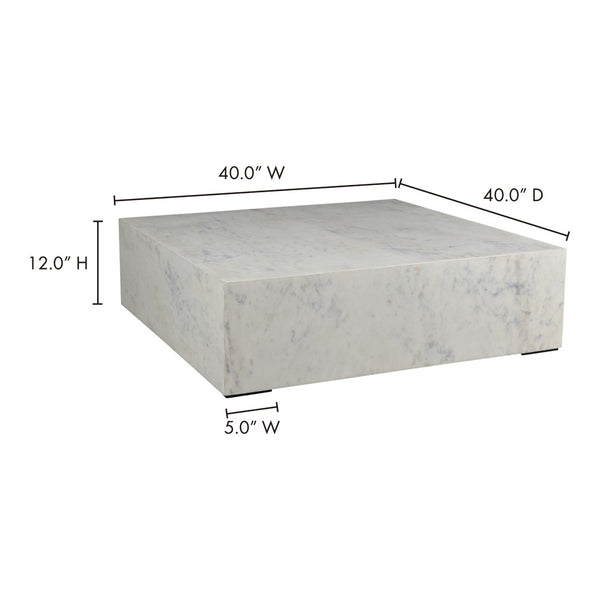 English Elm Coffee Table Square White Marble Top Low Profile Living Room Centerpiece B2769P516528