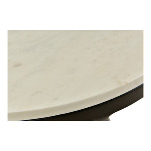 English Elm Coffee Table Round White Marble Top Sculptural Black Iron Base Glam Modern Living Room B2769P516529