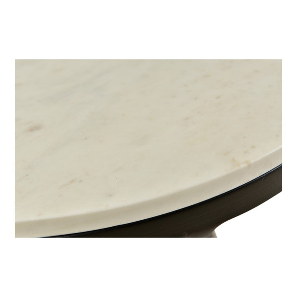 English Elm Coffee Table Round White Marble Top Sculptural Black Iron Base Glam Modern Living Room B2769P516529
