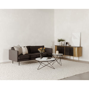 English Elm Coffee Table Round White Marble Top Sculptural Black Iron Base Glam Modern Living Room B2769P516529