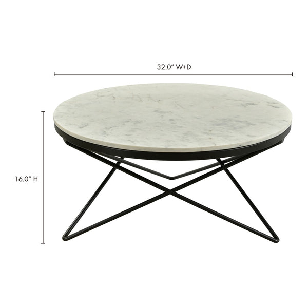 English Elm Coffee Table Round White Marble Top Sculptural Black Iron Base Glam Modern Living Room B2769P516529