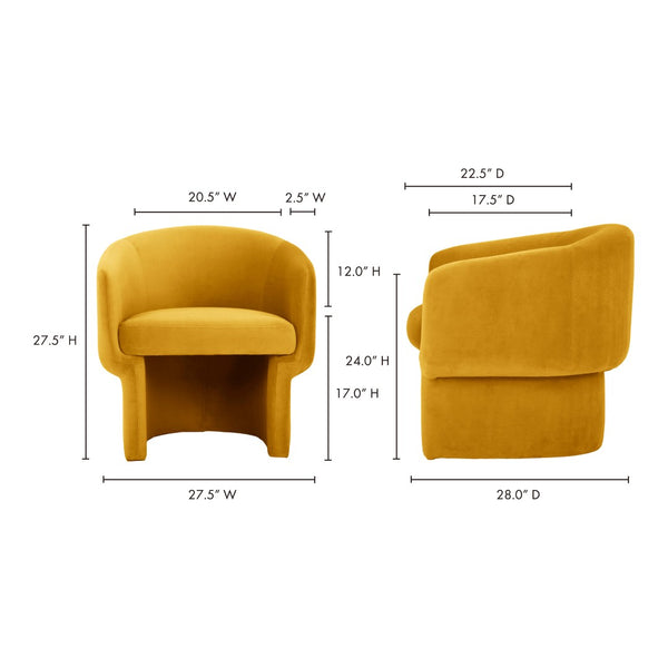 English Elm Accent Chair with Curved Velvet Upholstery and Pine Frame for Modern Living Rooms B2769P516543