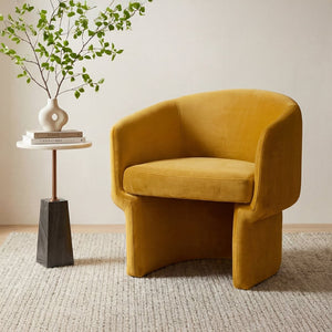 English Elm Accent Chair with Curved Velvet Upholstery and Pine Frame for Modern Living Rooms B2769P516543